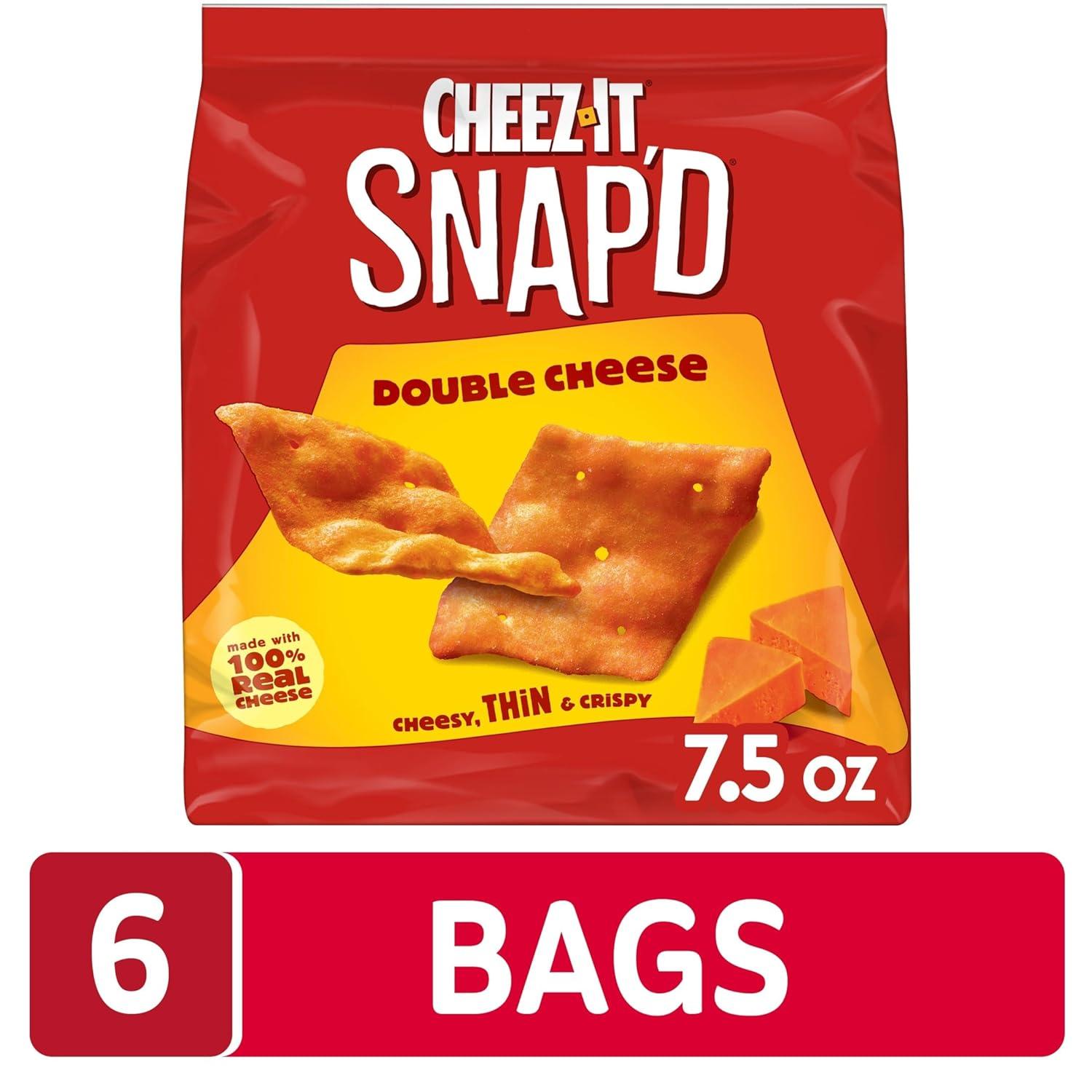 image:imageCheezIt Snapd Cheesy Baked Chips Thin Crisps Lunch Snacks Honey BBQ 6 BagsDouble Cheese