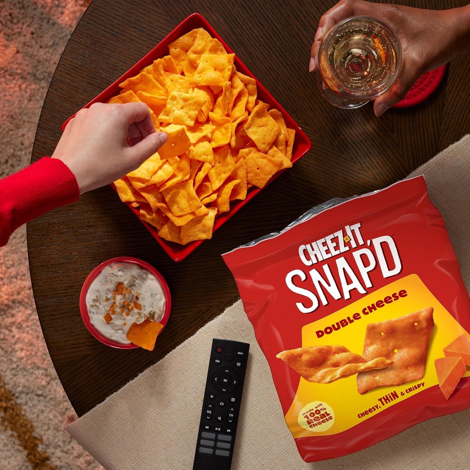 image:imageCheezIt Snapd Cheesy Baked Chips Thin Crisps Lunch Snacks Honey BBQ 6 BagsDouble Cheese