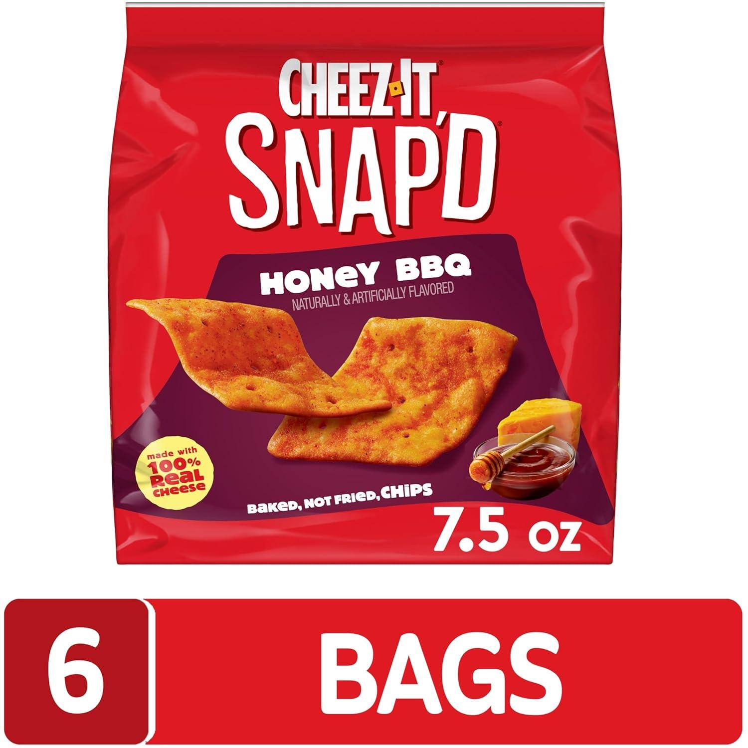 image:imageCheezIt Snapd Cheesy Baked Chips Thin Crisps Lunch Snacks Honey BBQ 6 BagsHoney BBQ