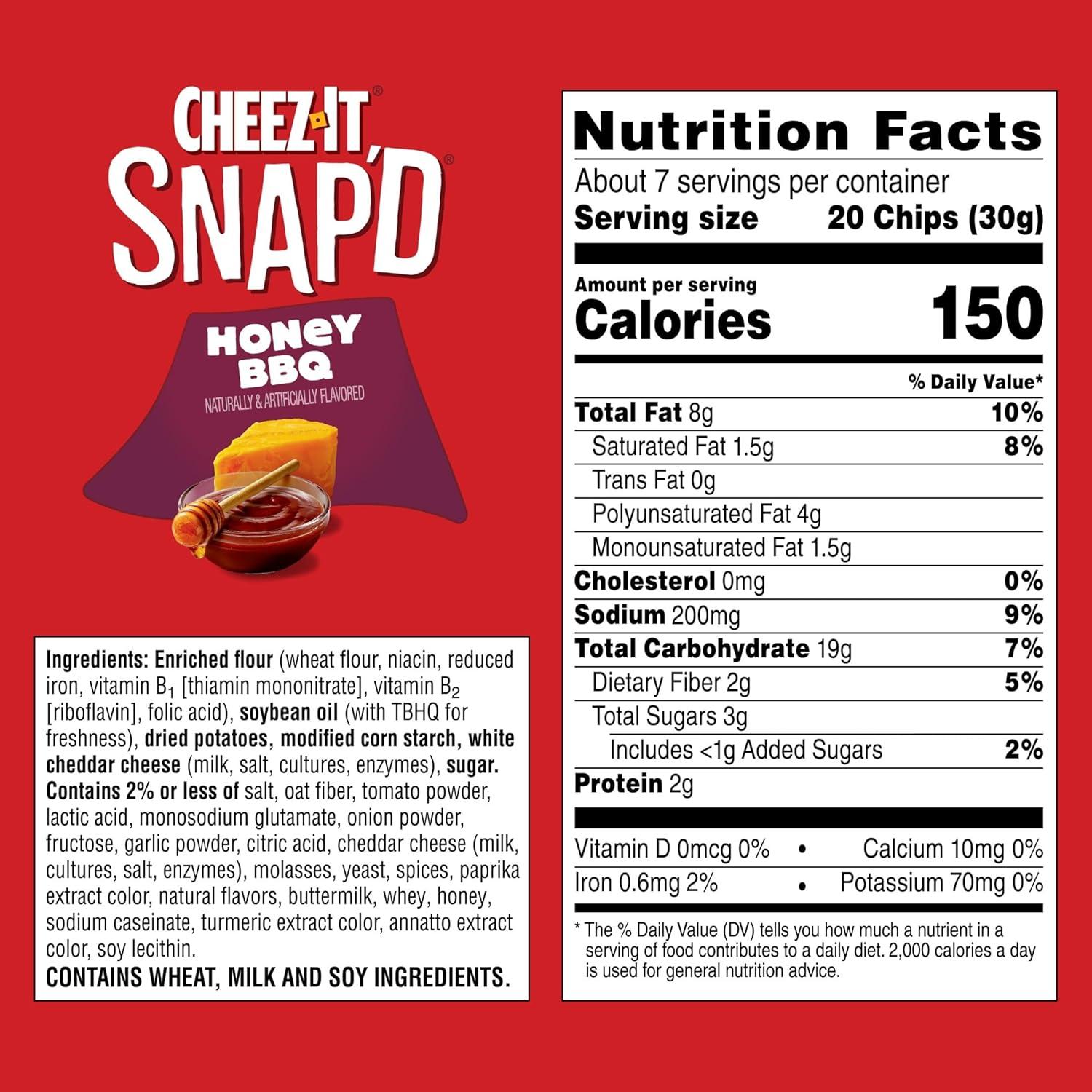 image:imageCheezIt Snapd Cheesy Baked Chips Thin Crisps Lunch Snacks Honey BBQ 6 BagsHoney BBQ
