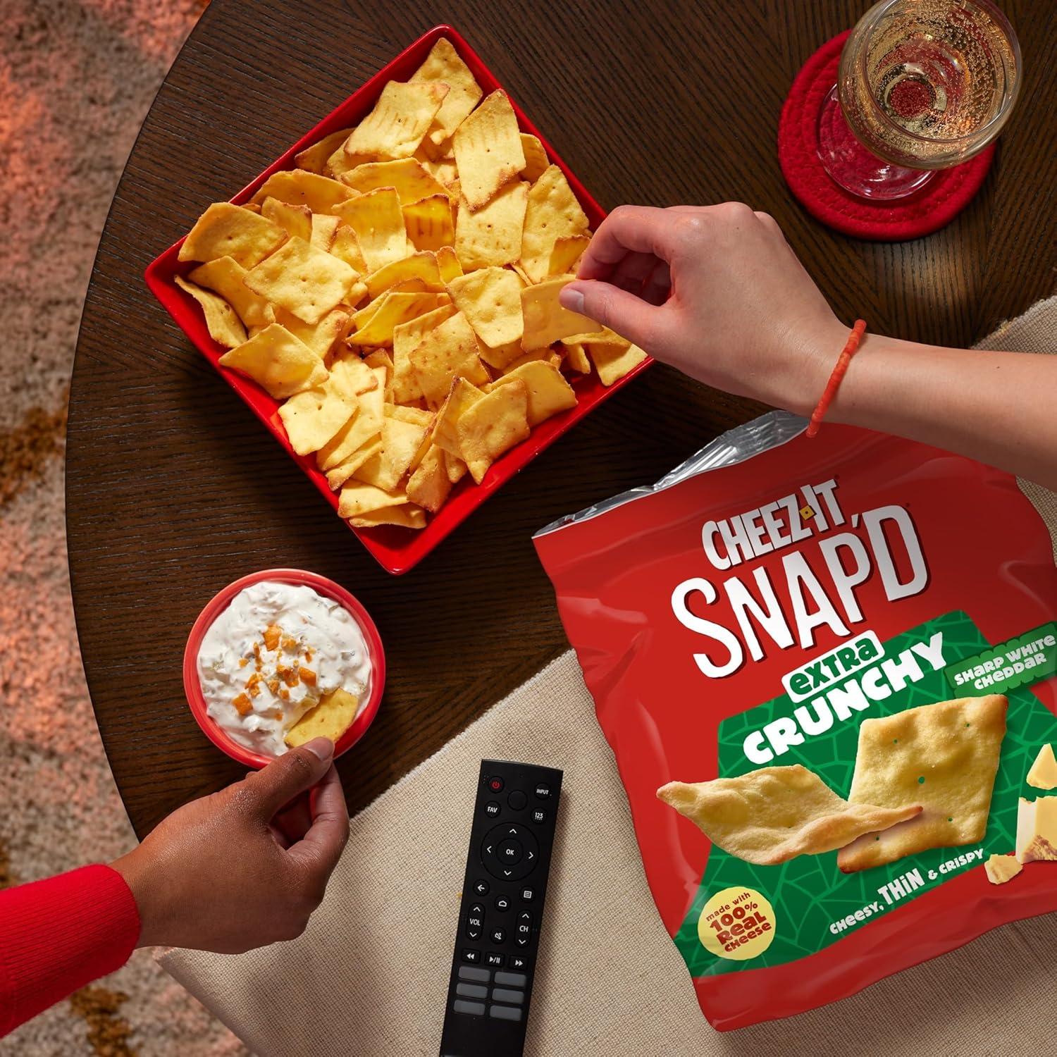 image:imageCheezIt Snapd Cheesy Baked Chips Thin Crisps Lunch Snacks Honey BBQ 6 BagsSharp White Cheddar