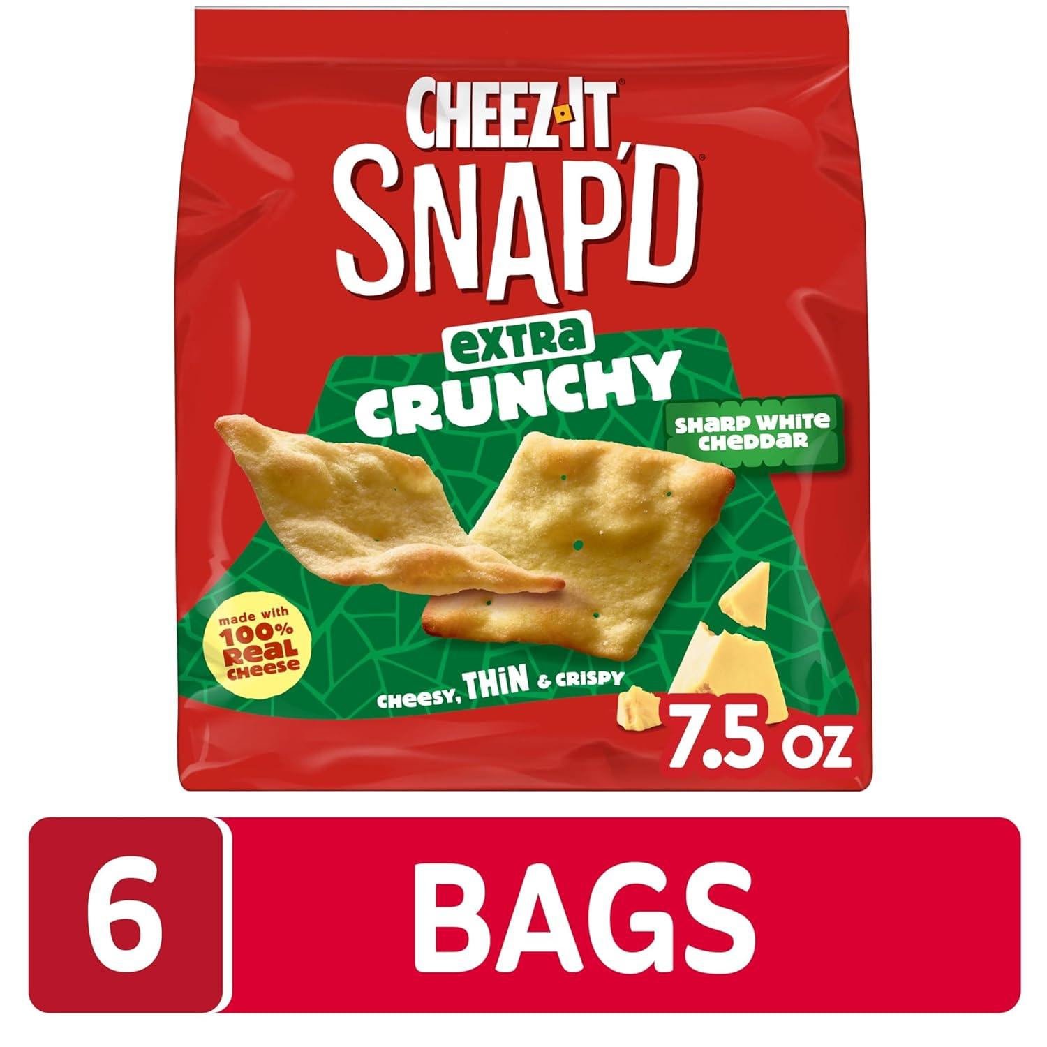 image:imageCheezIt Snapd Cheesy Baked Chips Thin Crisps Lunch Snacks Honey BBQ 6 BagsSharp White Cheddar