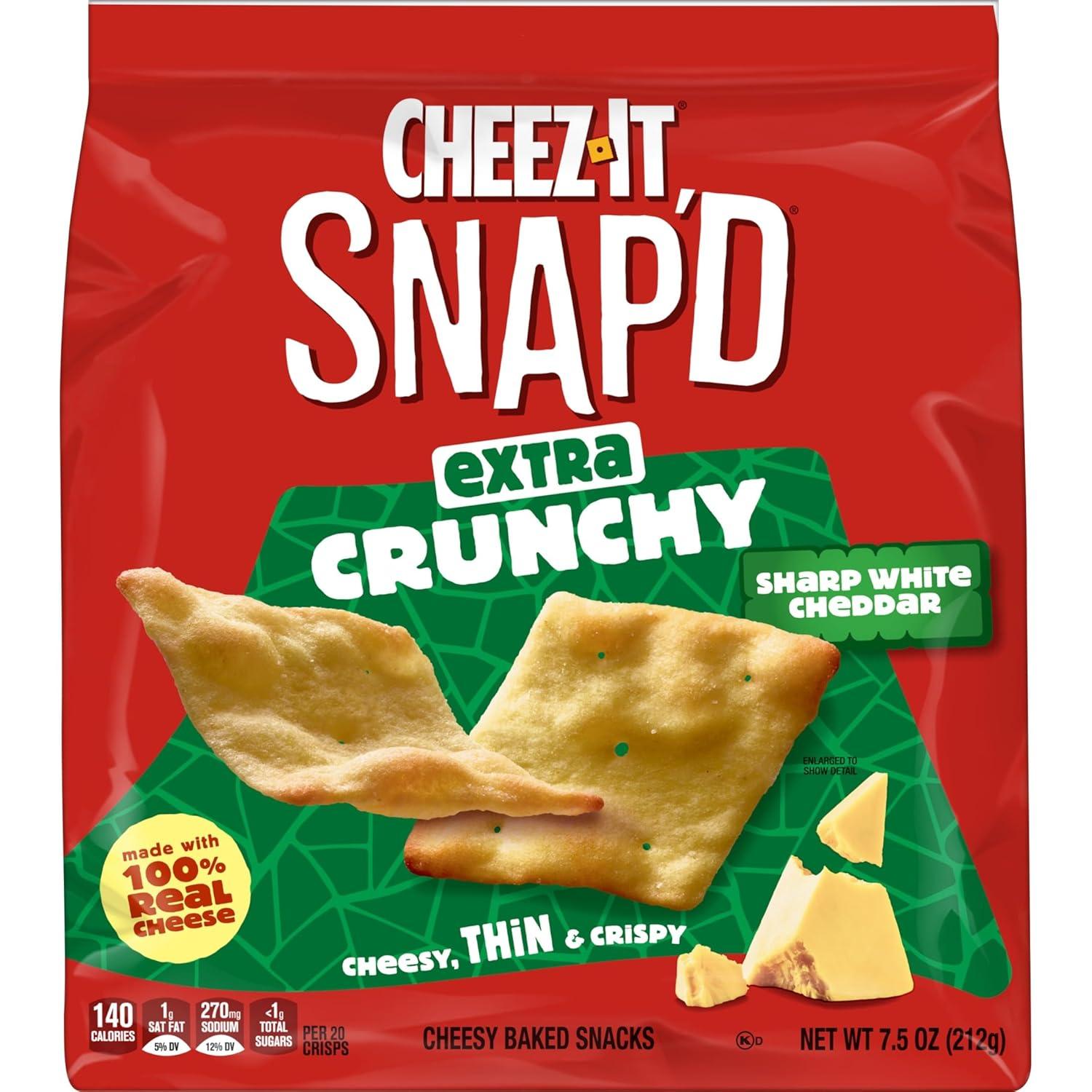 image:imageCheezIt Snapd Cheesy Baked Chips Thin Crisps Lunch Snacks Honey BBQ 6 BagsSharp White Cheddar