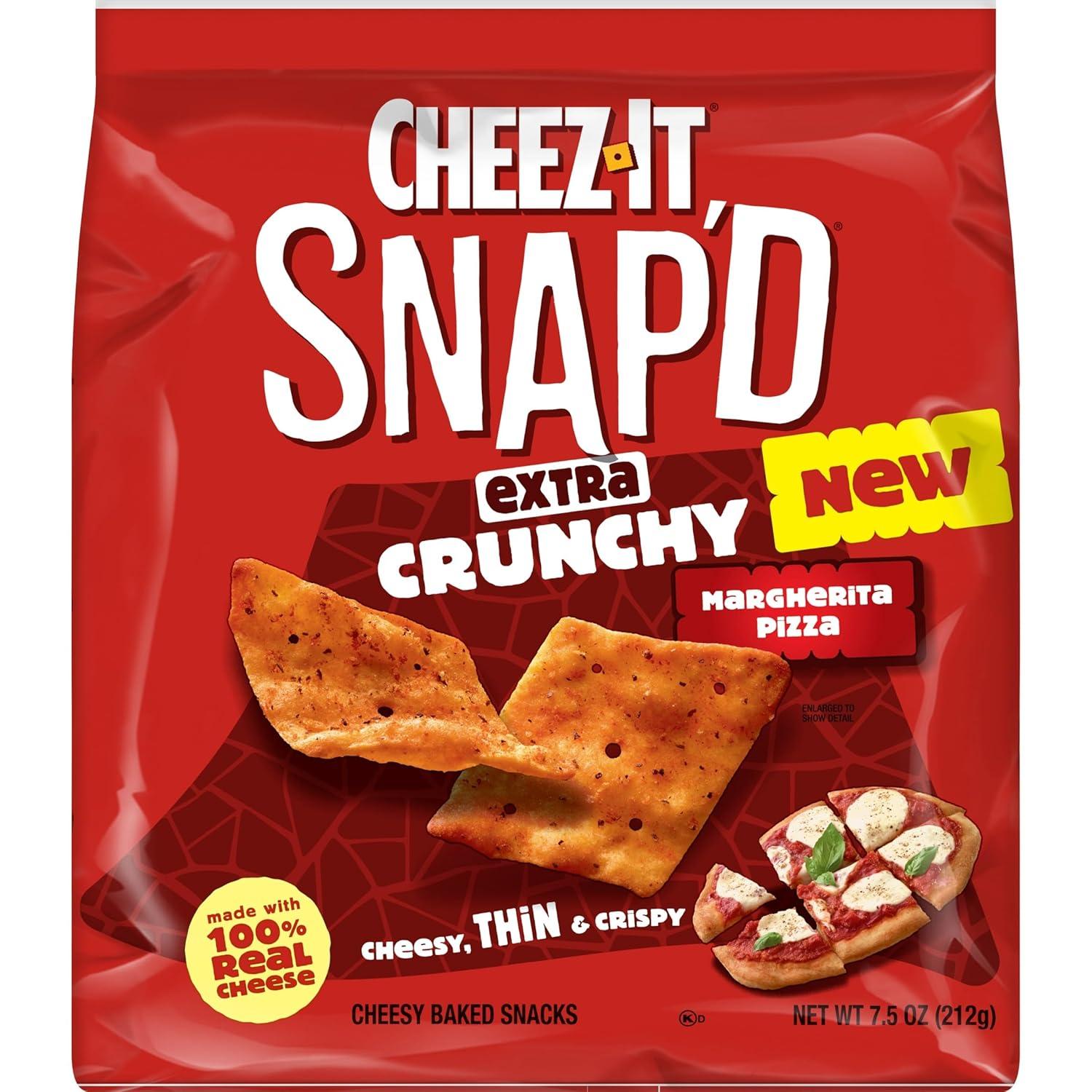 image:imageCheezIt Snapd Cheesy Baked Snacks Thin Crisps Lunch Snacks Extra Crunchy Margherita Pizza 75oz Bag 1 Bag75 Ounce Pack of 1