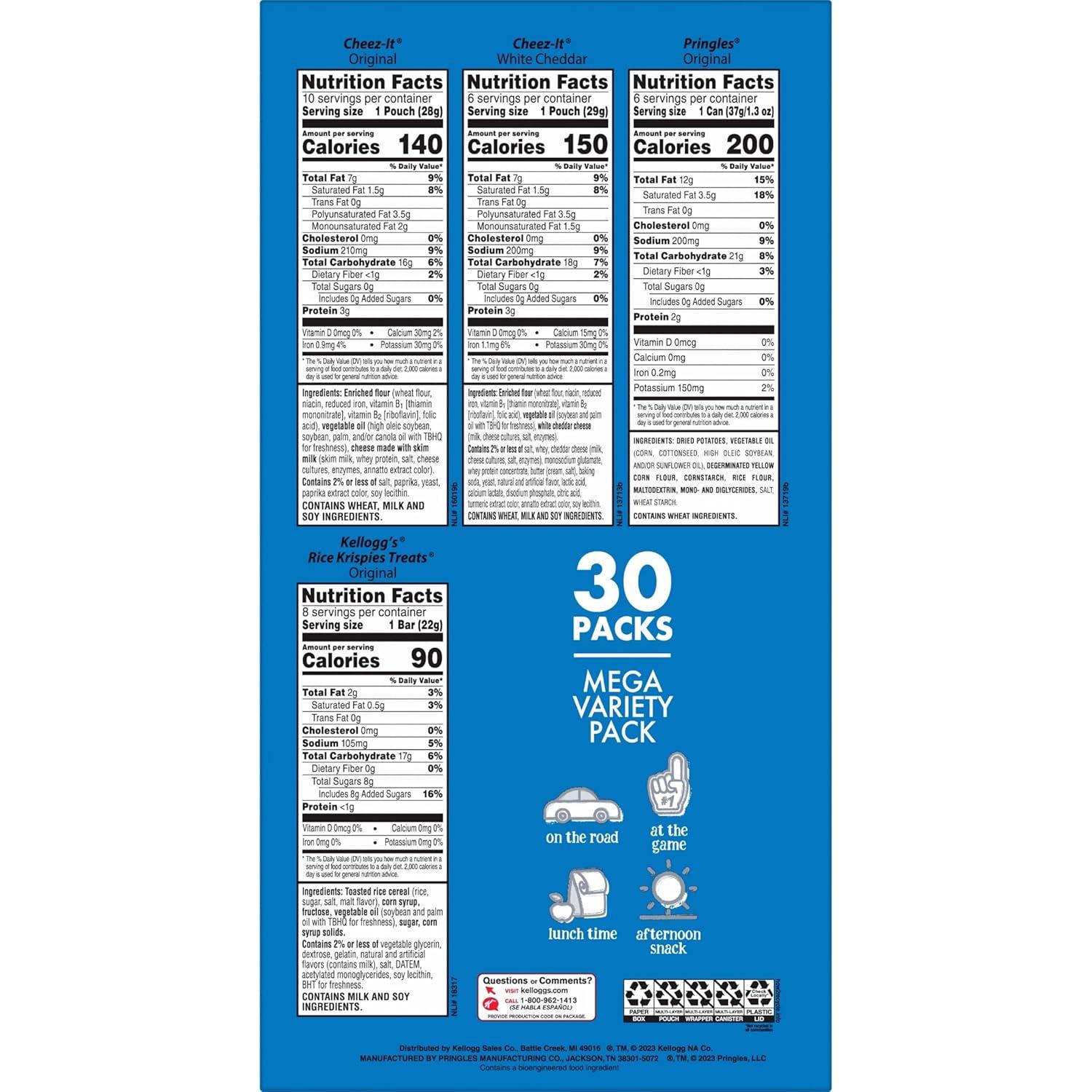 image:imageCheezIt and Pringles Snacks Grab and Go Variety Pack 1704oz Box 20 CountCheezIt Pringles Rice Krispies Treats
