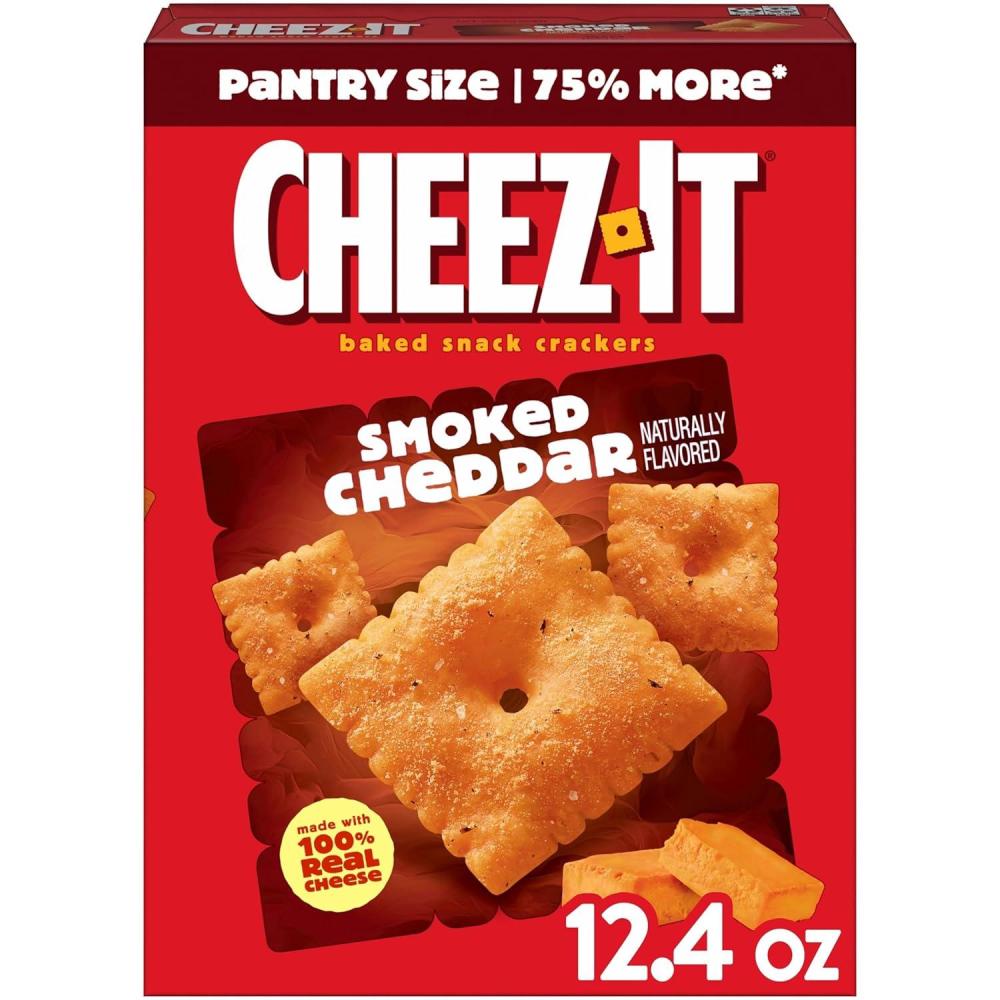 image:imageCheezIt Baked Snack Crackers Lunch Snacks Smoked Cheddar 124oz Box 1 Box