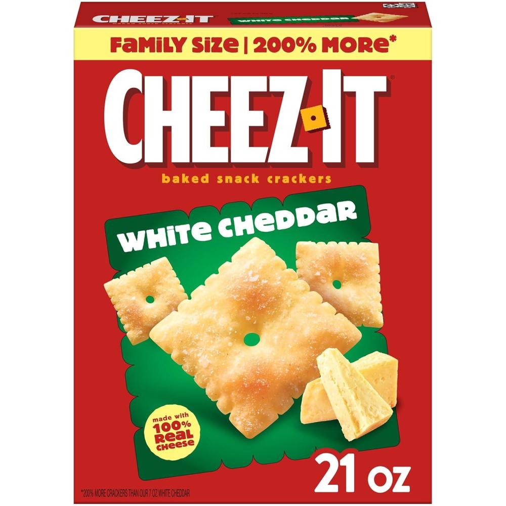 image:imageCheezIt Cheese Crackers Baked Snack Crackers Lunch Snacks Family Size White Cheddar 21oz Box 1 Box