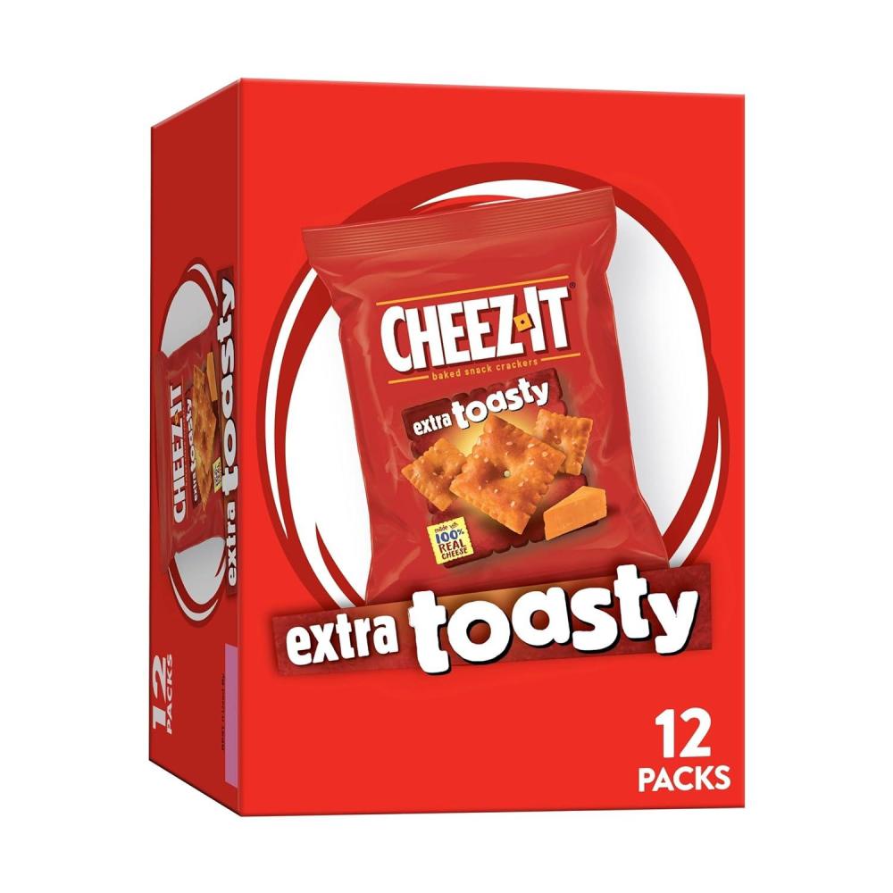 image:imageCheezIt Cheese Crackers Baked Snack Crackers Office and Kids Snacks Extra Toasty 12oz Box 12 Packs
