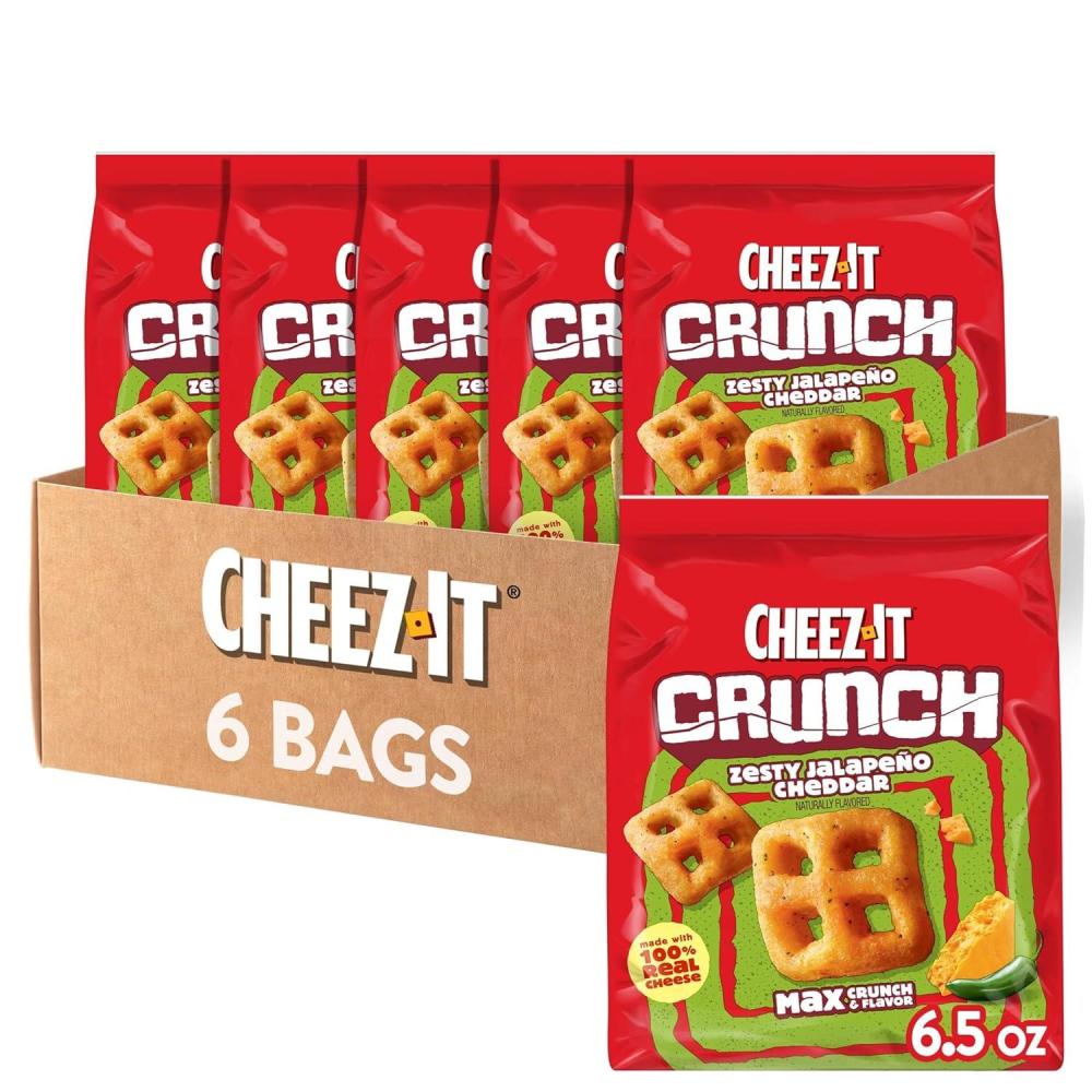 image:imageCheezIt Crunch Cheesy Baked Snacks Lunch Snacks Zesty Jalapeno Cheddar 6 Pouches65 Ounce Pack of 6