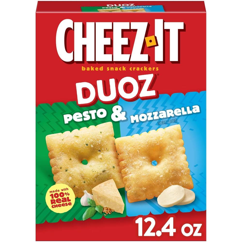 image:imageCheezIt DUOZ Baked Snack Crackers Lunch Snacks Pesto and Mozzarella 124oz Box 1 Box124 Ounce Pack of 1
