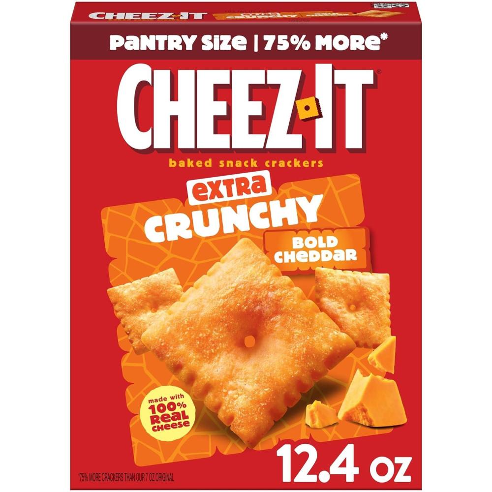 image:imageCheezIt Extra Crunchy Cheese Crackers Baked Snack Crackers Lunch Snacks Bold Cheddar 124oz Box 1 Box