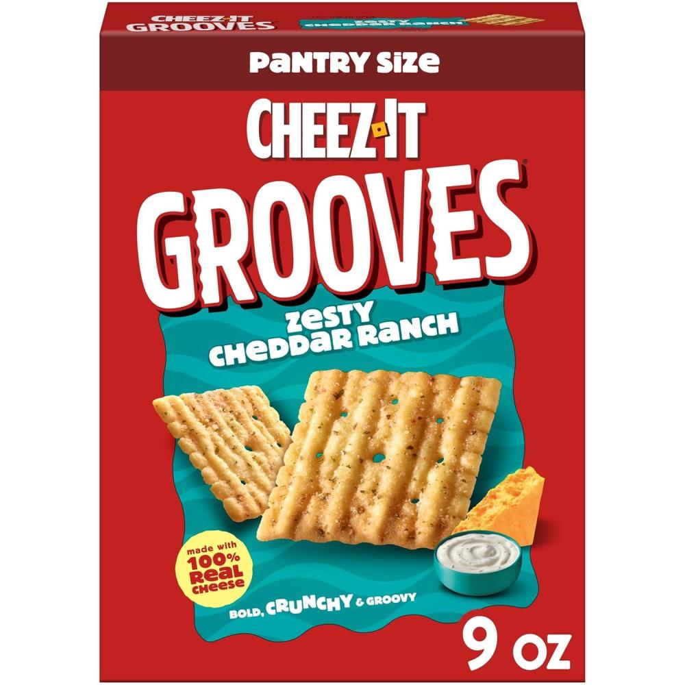 image:imageCheezIt Grooves Cheese Crackers Crunchy Snack Crackers Lunch Snacks Zesty Cheddar Ranch 9oz Box 1 BoxZesty Cheddar Ranch
