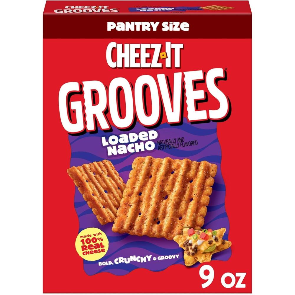 image:imageCheezIt Grooves Crunchy Cheese Crackers Snack Crackers Lunch Snacks Family Size Sharp White Cheddar 17oz Box 1 BoxLoaded Nacho