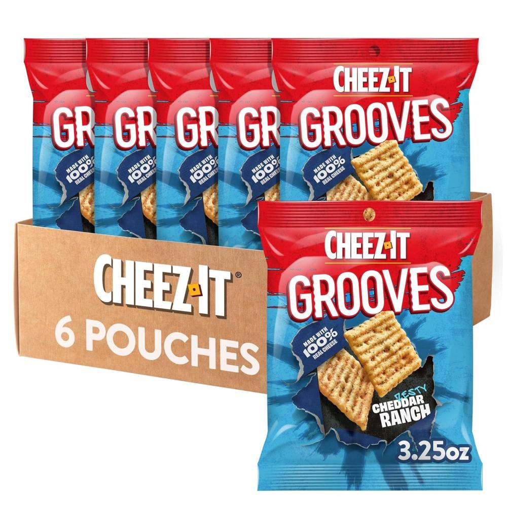 image:imageCheezIt Grooves Crunchy Cheese Crackers Snack Crackers Lunch Snacks Family Size Sharp White Cheddar 17oz Box 1 BoxZesty Cheddar Ranch