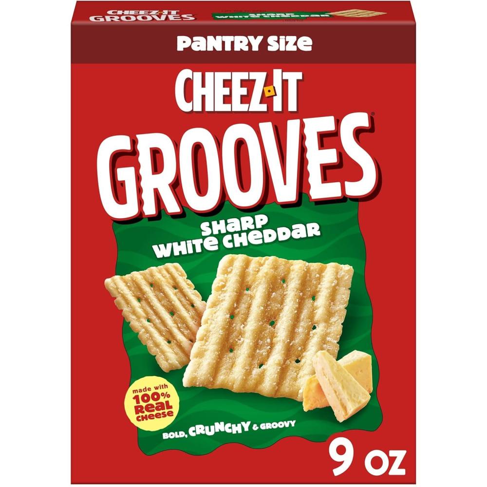 image:imageCheezIt Grooves Crunchy Cheese Crackers Snack Crackers Lunch Snacks Sharp White Cheddar 9oz Box 1 Box