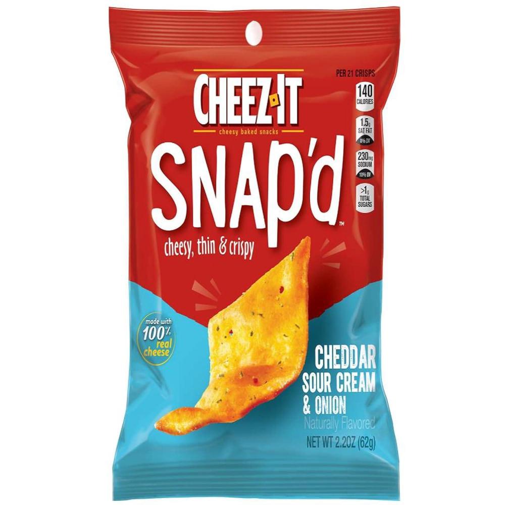 image:imageCheezIt Snapd Cheese Cracker Chips Thin Crisps Lunch Snacks Family Size Double Cheese 12oz Bag 1 BagCheddar Sour Cream and Onion
