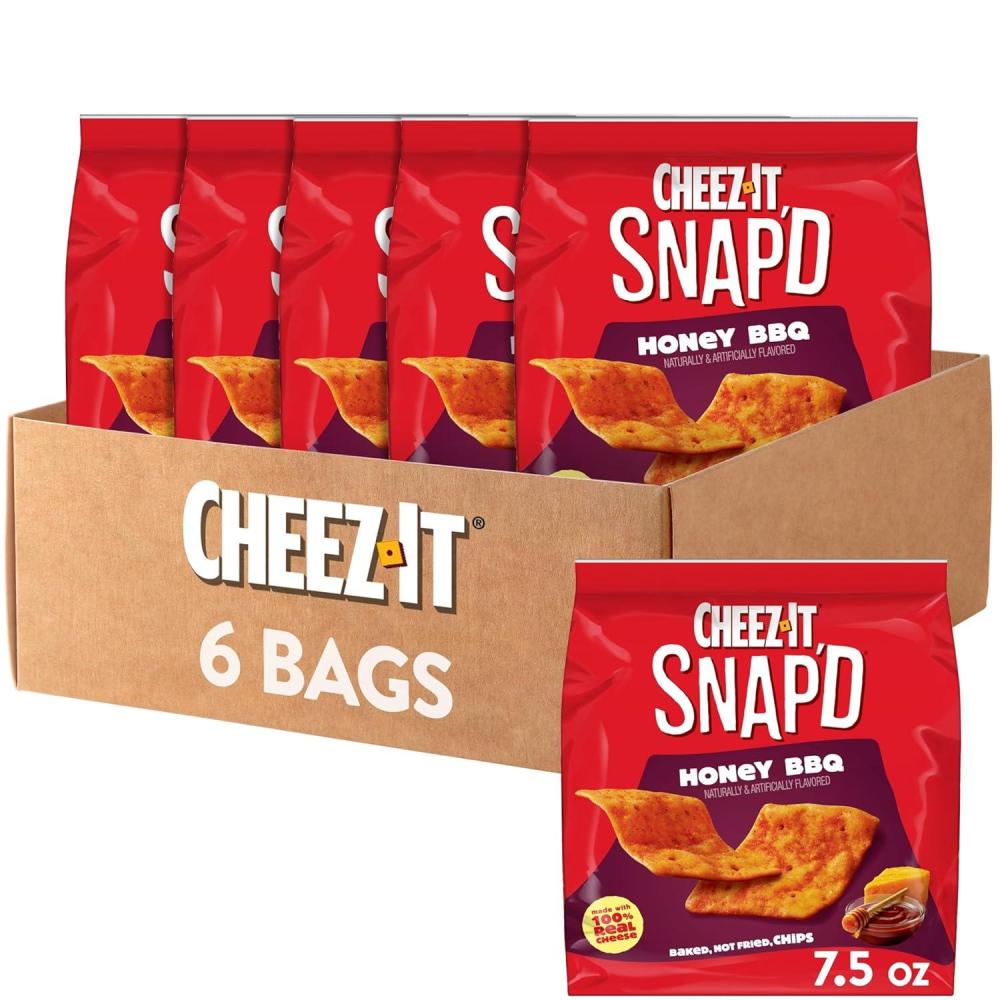 image:imageCheezIt Snapd Cheesy Baked Chips Thin Crisps Lunch Snacks Honey BBQ 6 BagsHoney BBQ