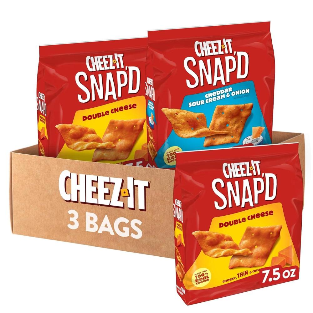 image:imageCheezIt Snapd Cheesy Baked Chips Thin Crisps Lunch Snacks Honey BBQ 6 BagsVariety