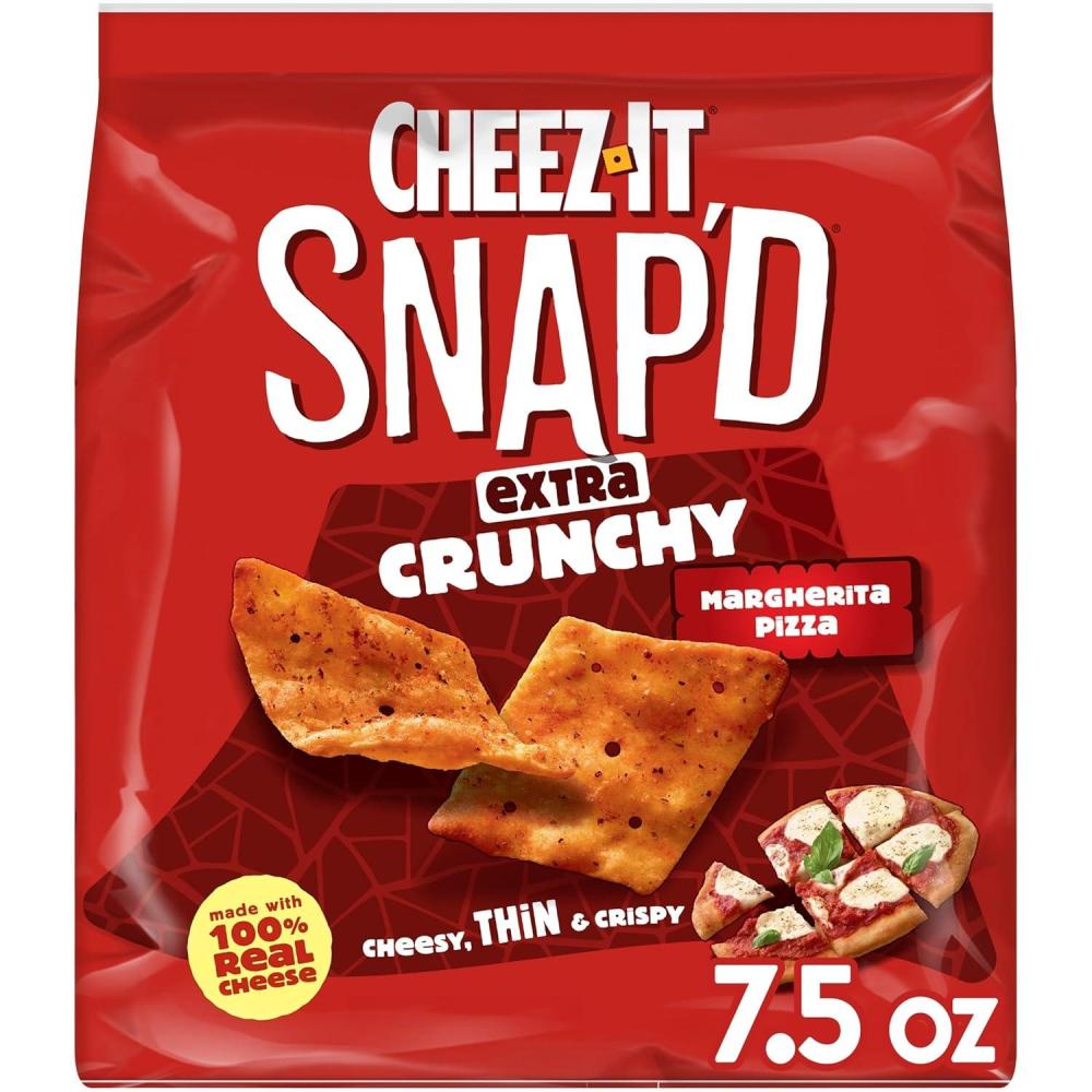 image:imageCheezIt Snapd Cheesy Baked Snacks Thin Crisps Lunch Snacks Extra Crunchy Margherita Pizza 75oz Bag 1 Bag75 Ounce Pack of 1