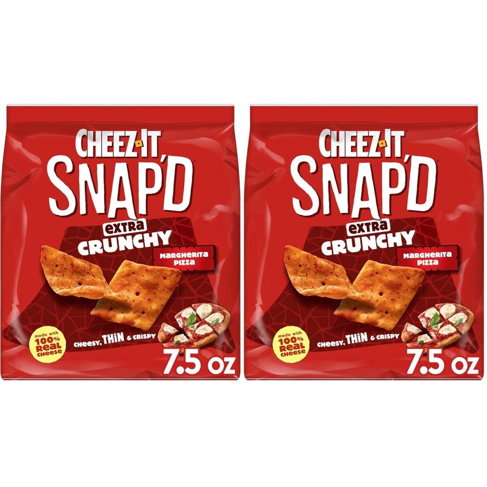image:imageCheezIt Snapd Cheesy Baked Snacks Thin Crisps Lunch Snacks Extra Crunchy Margherita Pizza 75oz Bag 1 Bag75 Ounce Pack of 2