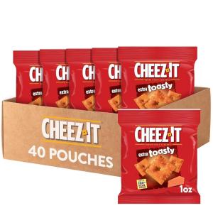 Cheez-It Cheese Crackers, Baked Snack Crackers, Single Serve, Extra Toasty (40 Pouches)(40 Ounce (Pack of 1))