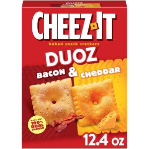 Cheez-It DUOZ Baked Snack Crackers, Lunch Snacks, Bacon and Cheddar, 12.4oz Box (1 Box)(Bacon & Cheddar)