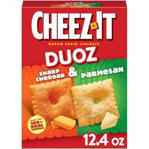 Cheez-It DUOZ Baked Snack Crackers, Lunch Snacks, Bacon and Cheddar, 12.4oz Box (1 Box)(Sharp Cheddar & Parmesan)