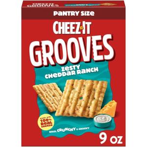 Cheez-It Grooves Cheese Crackers, Crunchy Snack Crackers, Lunch Snacks, Zesty Cheddar Ranch, 9oz Box (1 Box)(Zesty Cheddar Ranch)