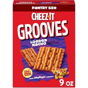 Cheez-It Grooves Crunchy Cheese Crackers, Snack Crackers, Lunch Snacks, Family Size, Sharp White Cheddar, 17oz Box (1 Box)(Loaded Nacho)