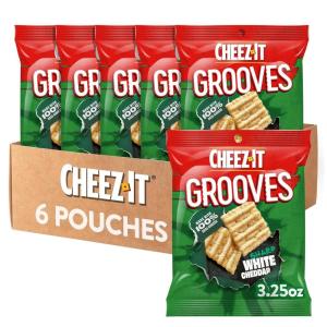 Cheez-It Grooves Crunchy Cheese Crackers, Snack Crackers, Lunch Snacks, Family Size, Sharp White Cheddar, 17oz Box (1 Box)(Sharp White Cheddar)
