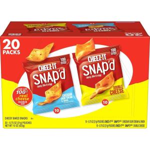 Cheez-It Snap’d Cheese Cracker Chips, Thin Crisps, Lunch Snacks, Double Cheese, 9oz Box (12 Pouches)(Variety Pack)