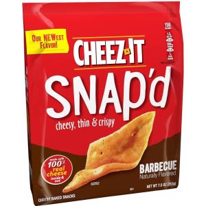 Cheez-It Snap’d Cheese Cracker Chips, Thin Crisps, Lunch Snacks, Family Size, Double Cheese, 12oz Bag (1 Bag)(BARBECUE)