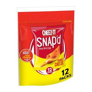Cheez-It Snap’d Cheese Cracker Chips, Thin Crisps, Lunch Snacks, Family Size, Double Cheese, 12oz Bag (1 Bag)(Double Cheese)