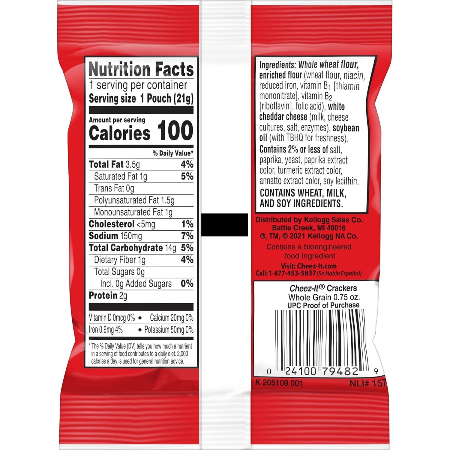 image:imageCheezIt Cheese Crackers Baked Snack Crackers Made with Whole Grain Original 175 PouchesWhole Grain