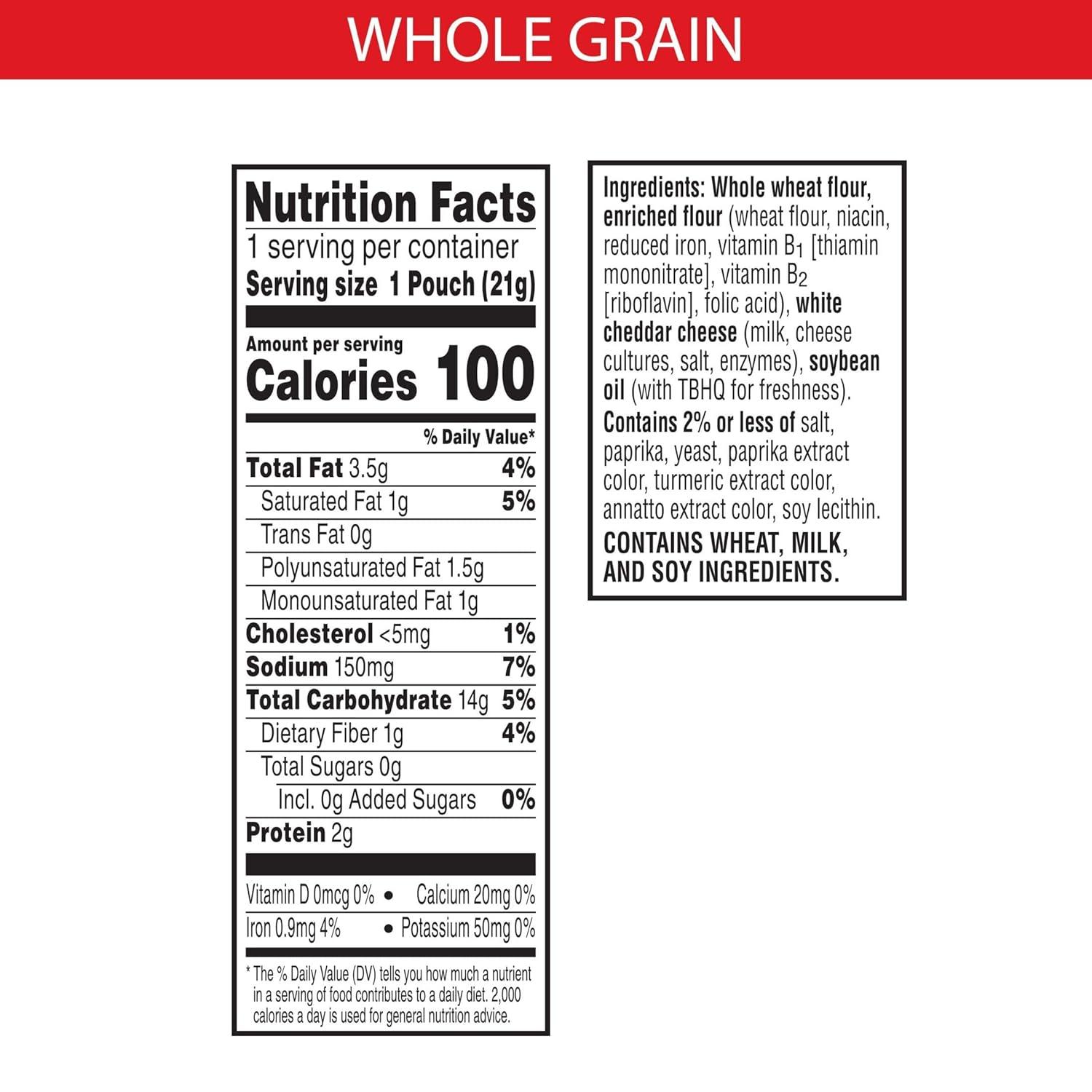 image:imageCheezIt Cheese Crackers Baked Snack Crackers Made with Whole Grain Original 175 PouchesWhole Grain