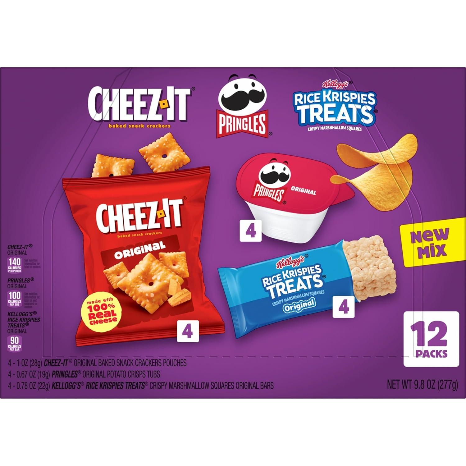 image:imageCheezIt Pringles Rice Krispies Treats Snacks Back to School Variety Pack 98oz Box 12 Packs