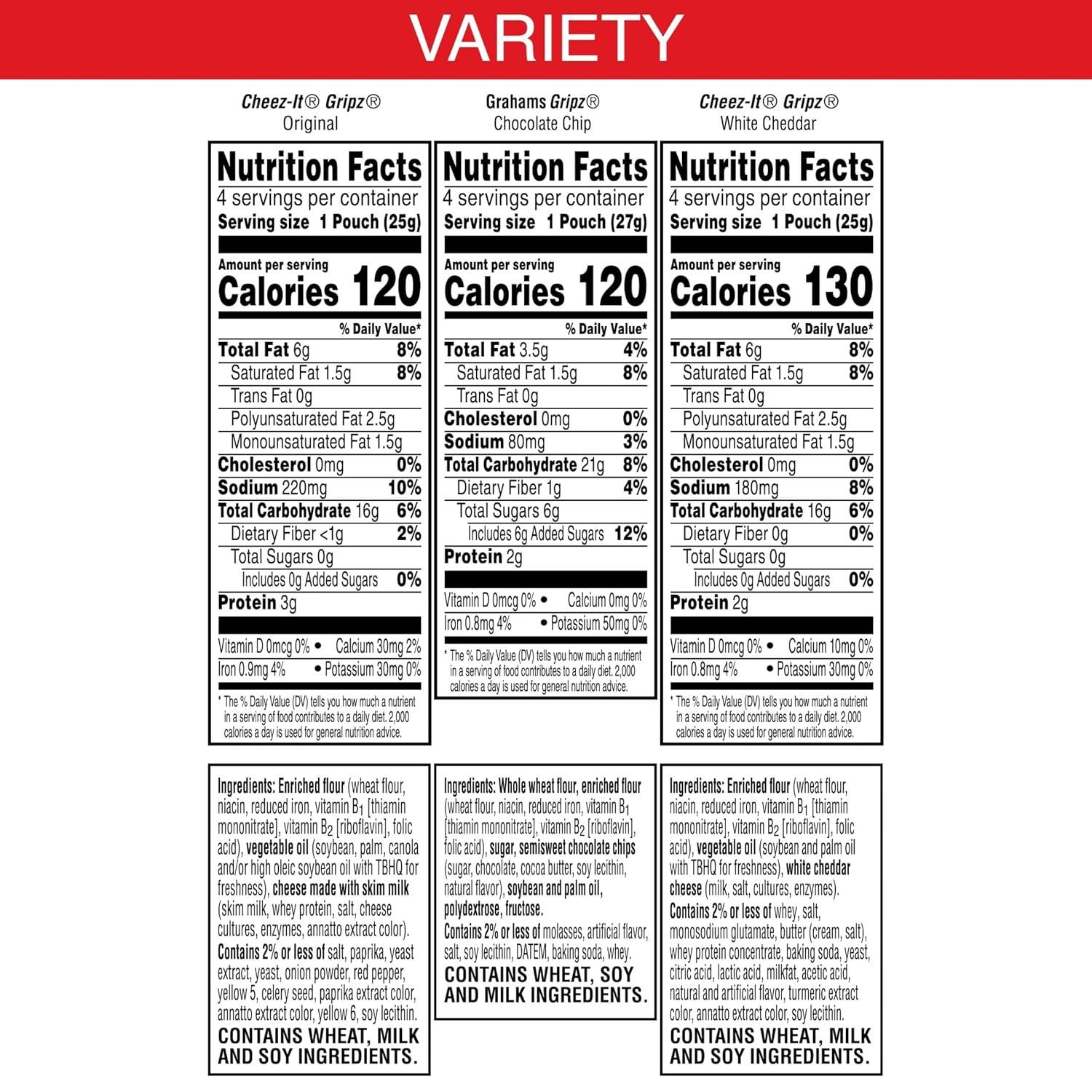 image:imageGripz Mini Baked Snack Crackers Sweet and Salty Snacks Variety Pack 11oz Box 12 PouchesVariety Pack