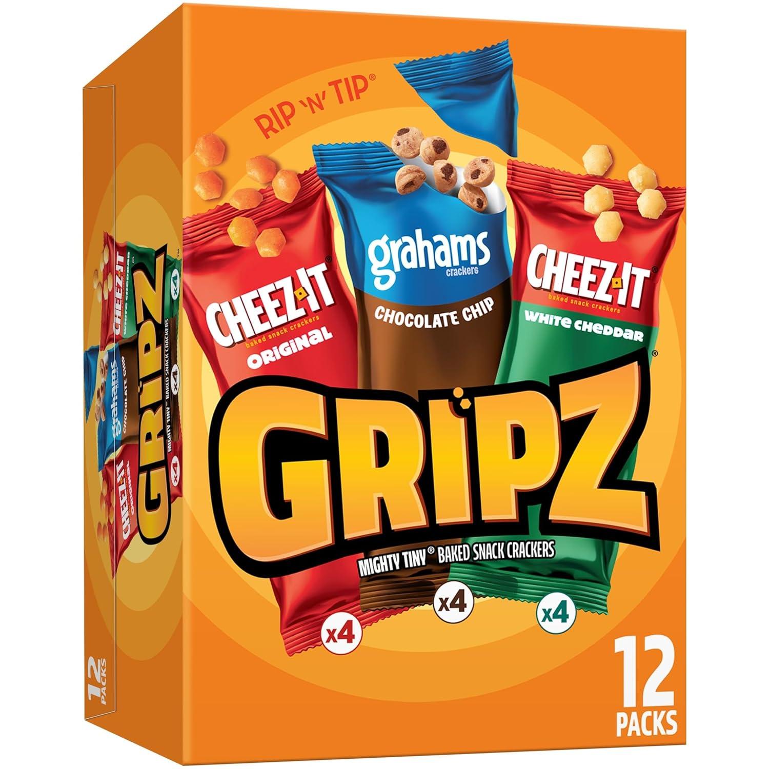 image:imageGripz Mini Baked Snack Crackers Sweet and Salty Snacks Variety Pack 11oz Box 12 PouchesVariety Pack