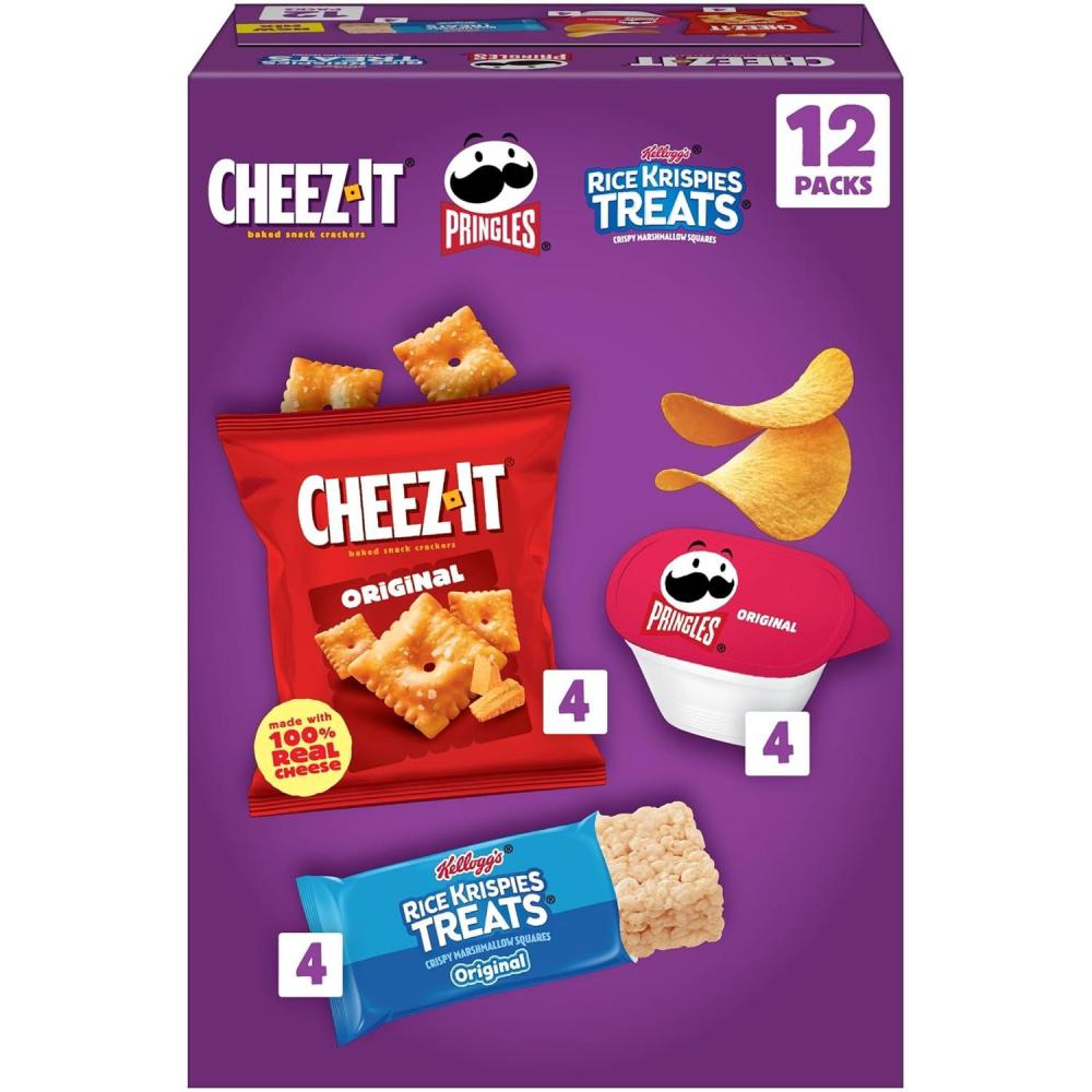 image:imageCheezIt Pringles Rice Krispies Treats Snacks Back to School Variety Pack 98oz Box 12 Packs