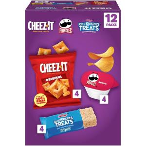 Cheez-It, Pringles, Rice Krispies Treats Snacks, Back to School, Variety Pack, 9.8oz Box (12 Packs)