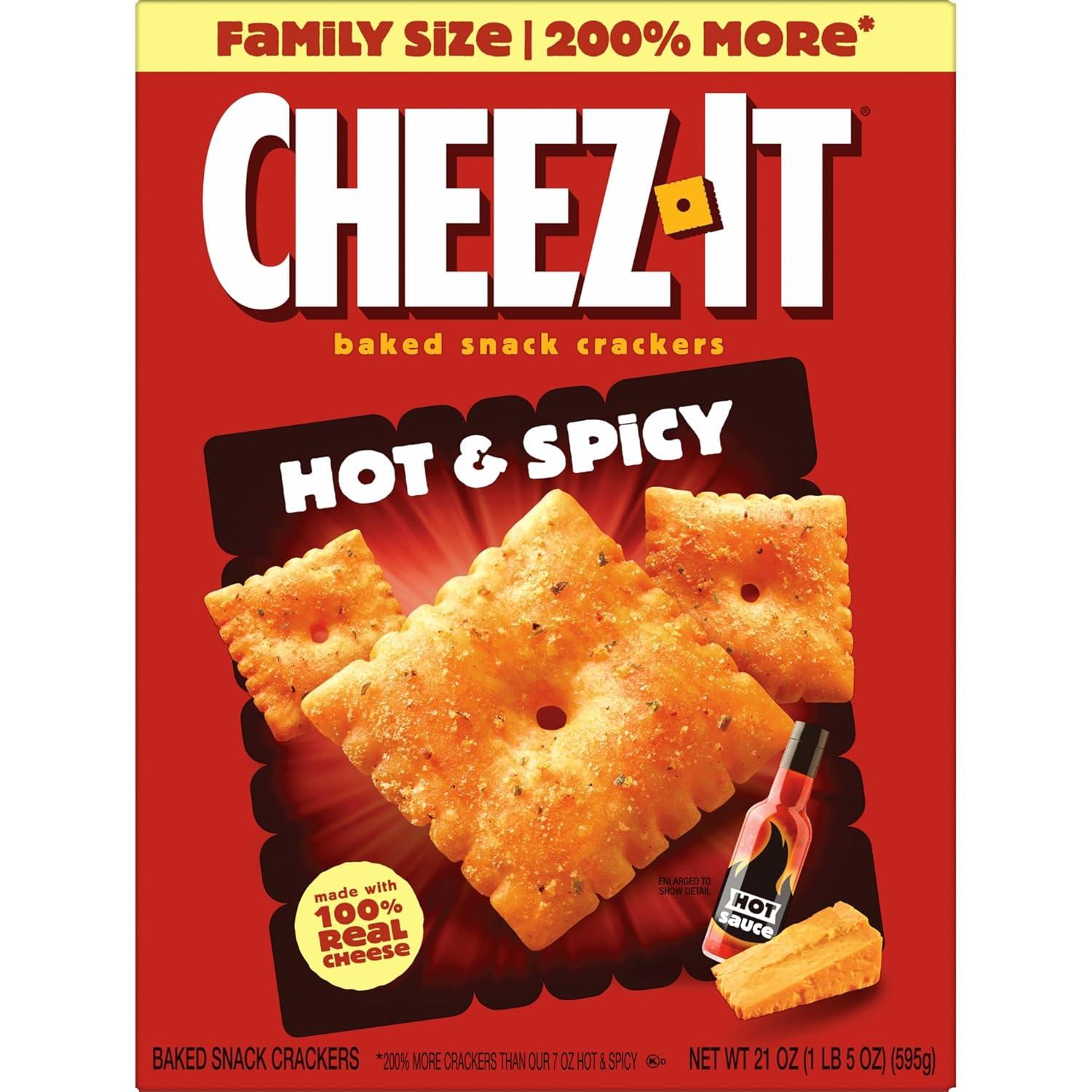 image:imageCheezIt Baked Snack Crackers Lunch Snacks Family Size Hot and Spicy 21oz Box 1 Box21 Ounce Pack of 1