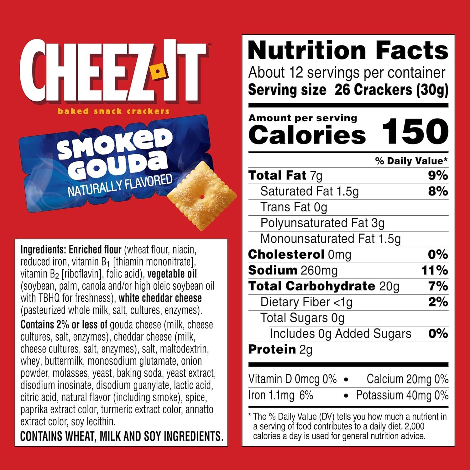 image:imageCheezIt Baked Snack Crackers Lunch Snacks Smoked Gouda 124oz Box 1 Box