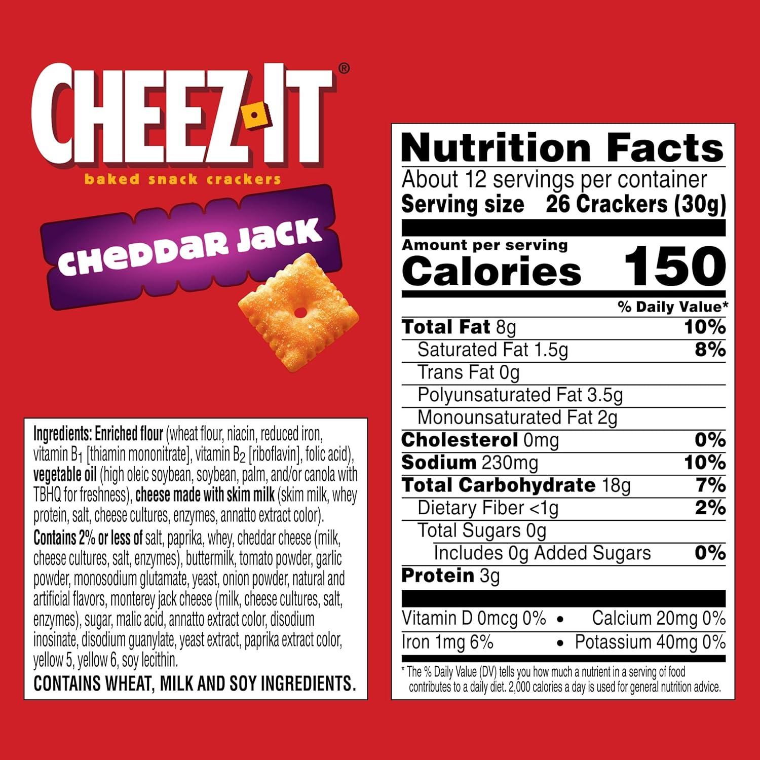 image:imageCheezIt Cheese Crackers Baked Snack Crackers Lunch Snacks Cheddar Jack 124oz Box 1 Box