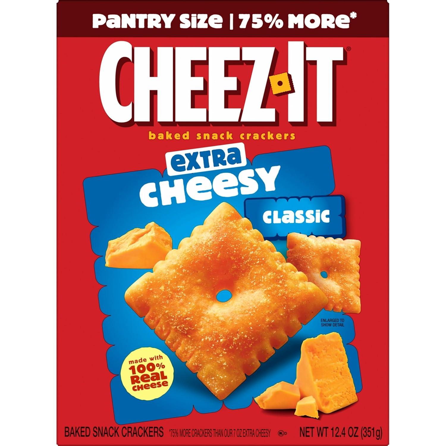 image:imageCheezIt Cheese Crackers Baked Snack Crackers Lunch Snacks Extra Cheesy 124oz Box 1 Box