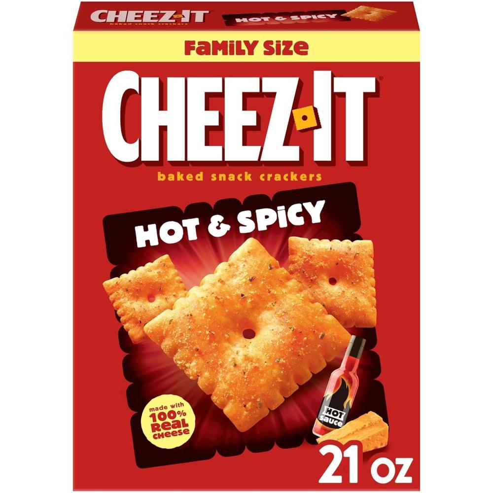 image:imageCheezIt Baked Snack Crackers Lunch Snacks Family Size Hot and Spicy 21oz Box 1 Box21 Ounce Pack of 1