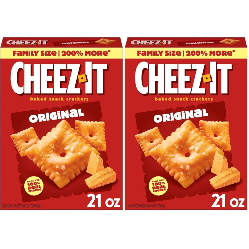 image:imageCheezIt Cheese Crackers Baked Snack Crackers Lunch Snacks Family Size Original 21oz Box 1 Box21 Ounce Pack of 2