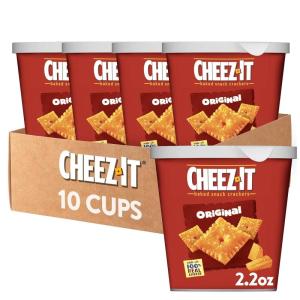 Cheez-It Baked Snack Cheese Crackers in a Cup, White Cheddar, Single Serve, 2.2 oz(Pack of 10)(Original)