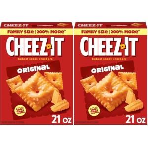 Cheez-It Cheese Crackers, Baked Snack Crackers, Lunch Snacks, Family Size, Original, 21oz Box (1 Box)(21 Ounce (Pack of 2))