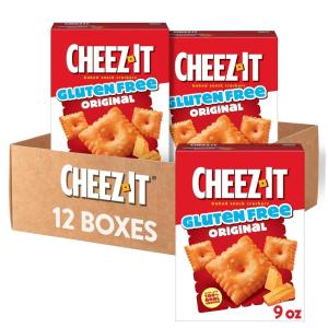 Cheez-It Baked Snack Crackers, Gluten Free, Lunch Snacks, Original (12 Boxes)