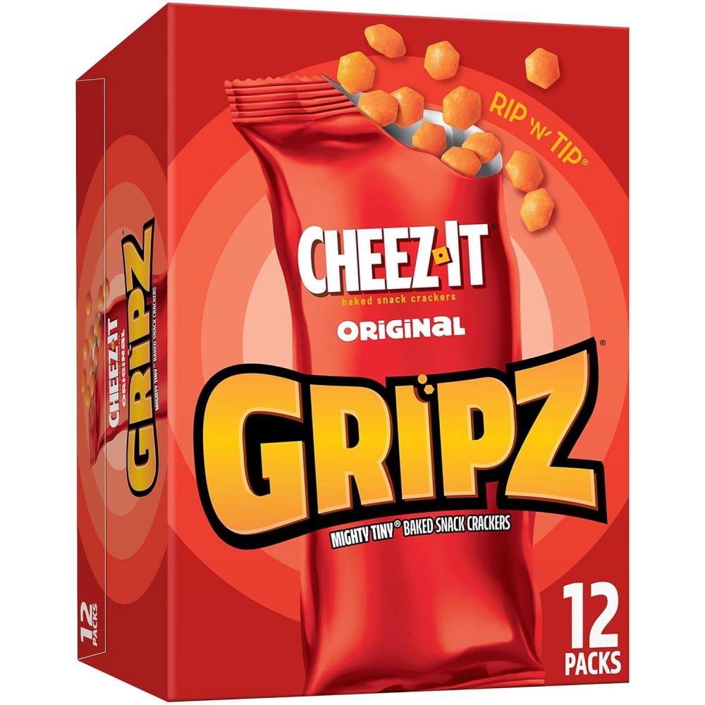 image:imageGripz Mini Cheese Crackers Kids Snacks Baked Snack Crackers CheezIt Original 108oz Box 12 Pouches
